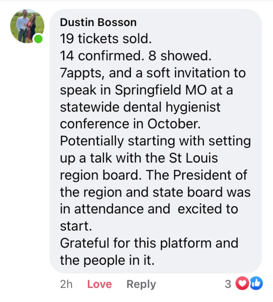 Dr. Dustin Boxson: 19 tickets, 8 showed, 7 appointments
