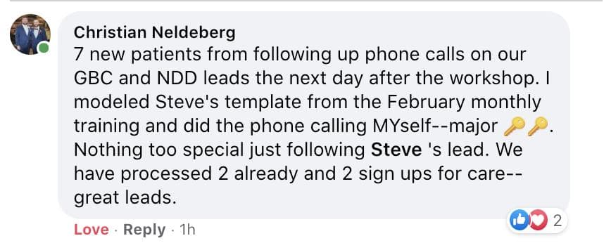 Dr. Christian Neldeberg: 7 new patients from next-day follow-up phone calls