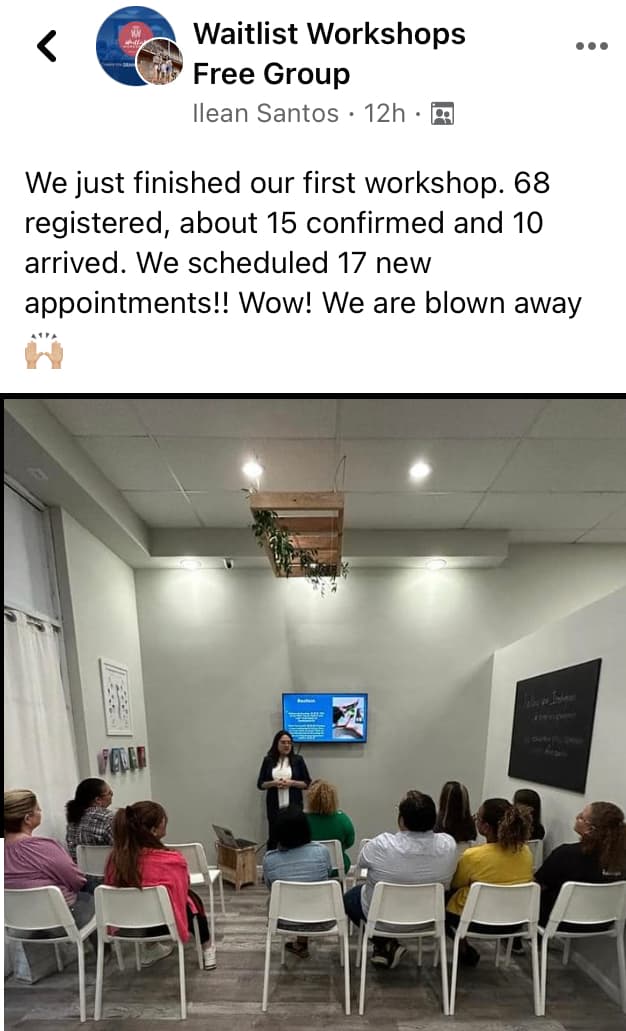 Dr. Ilean Santos: 68 registered, 17 new appointments booked at her first workshop