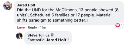 Dr. Jared Holt: 13 showed, 5 families scheduled for a total of 17 people