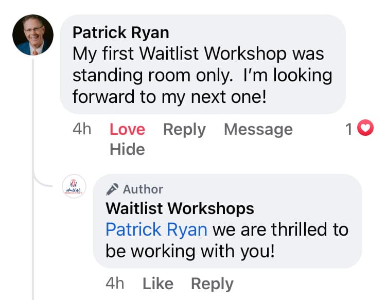 Dr. Patrick Ryan: his first Waitlist Workshop was standing room only