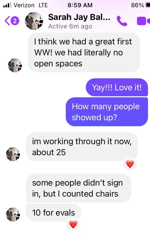 Member DM after a first workshop: literally no open spaces, a packed room of prospective patients